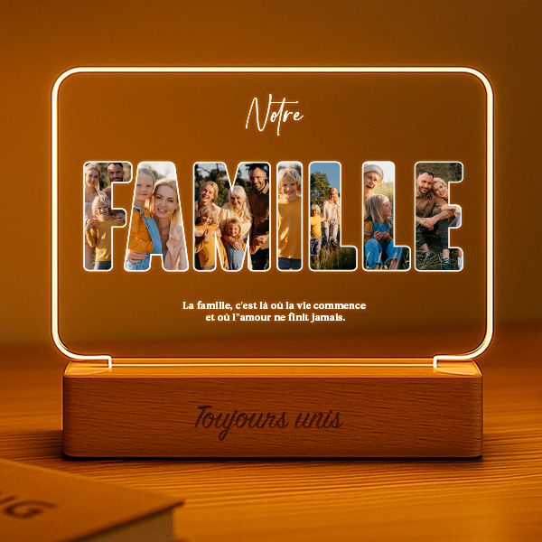 Lampe Famille avec photos et textes personnalisés