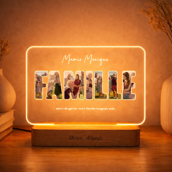 Lampe Famille avec photos et textes personnalisés