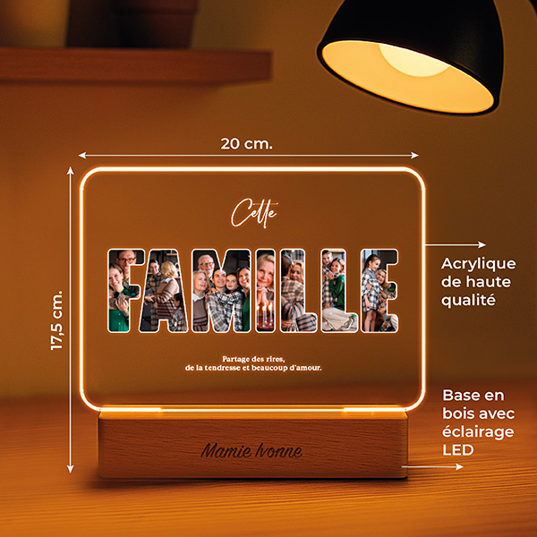 Lampe Famille avec photos et textes personnalisés