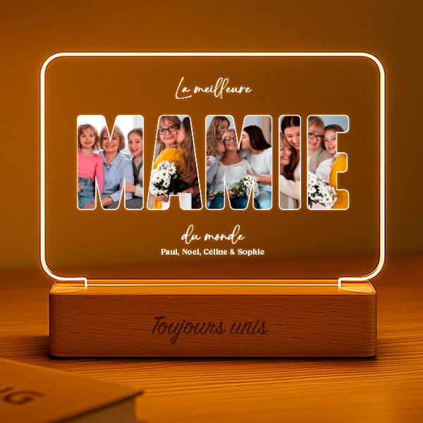 Lampe Mamie avec photos et textes personnalisés