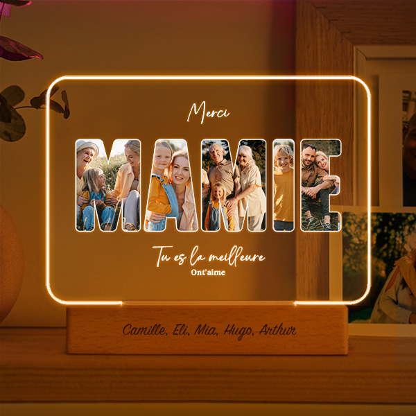Lampe Mamie avec photos et textes personnalisés