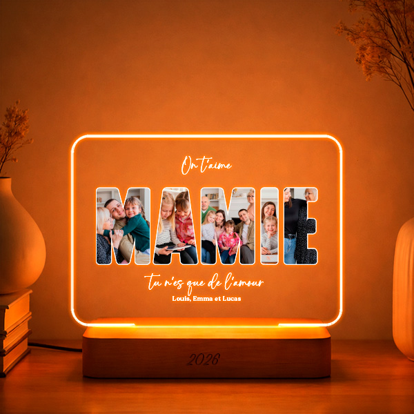 Lampe Mamie avec photos et textes personnalisés