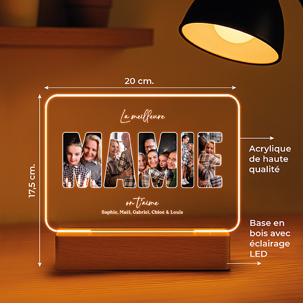 Lampe Mamie avec photos et textes personnalisés