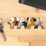 Vignette de Porte-clés avec Photos dans les lettres Papa personnalisé