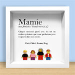 Cadre avec minifigurines type LEGO, définition de Mamie, texte et prénoms personnalisés Vignette de Cadre avec minifigurines type LEGO, définition de Mamie, texte et prénoms personnalisés
