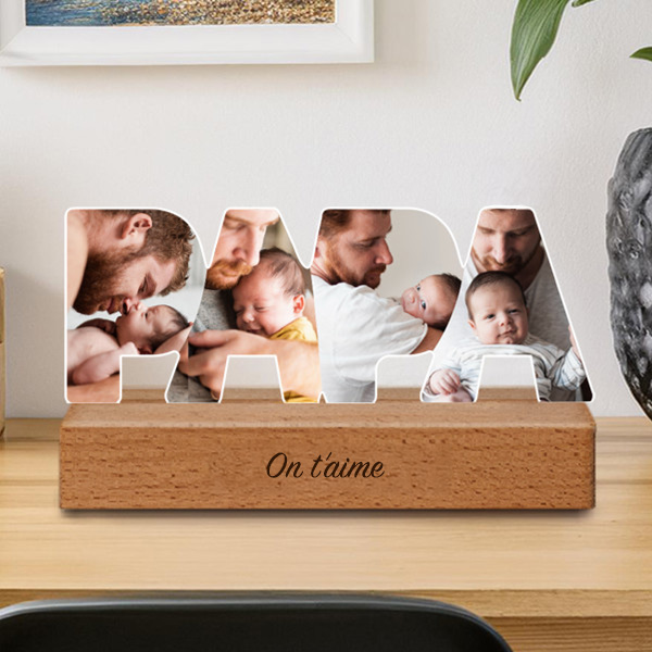 Plaque Papa avec Photos et Base personnalisée