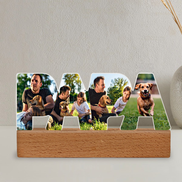 Plaque Papa avec Photos et Base personnalisée