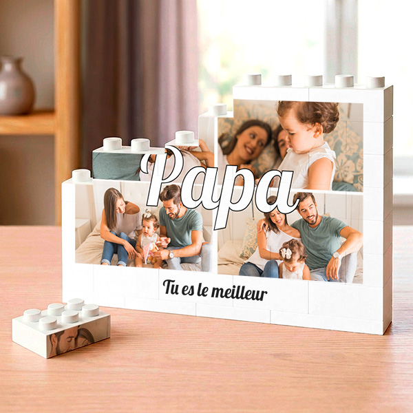 Puzzle Papa avec Collage de 4 Photos Personnalisées