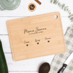 Vignette de Planche à découper avec cœurs et prénoms personnalisés