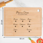 Vignette de Planche à découper avec cœurs et prénoms personnalisés