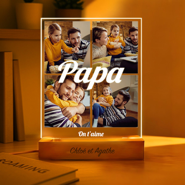 Lampe Papa avec Collage 4 Photos personnalisée