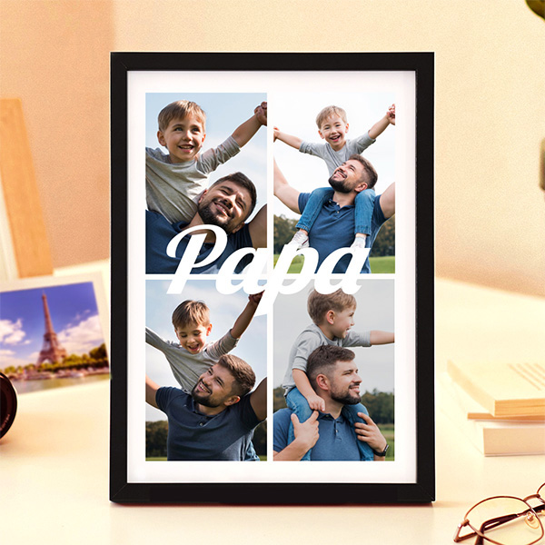 Lampe Papa avec Collage 4 Photos personnalisée