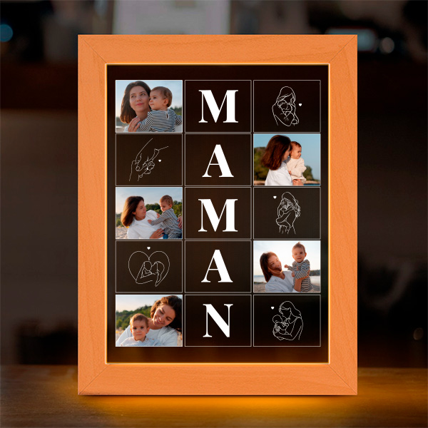 Lampe Maman avec Quatre Photos et Silhouettes personnalisée
