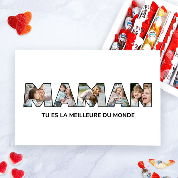 Boîte de Douceurs Maman avec Photos dans les Lettres personnalisée