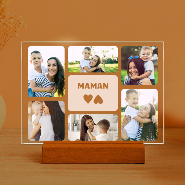 Plaque Maman personnalisée avec six photos