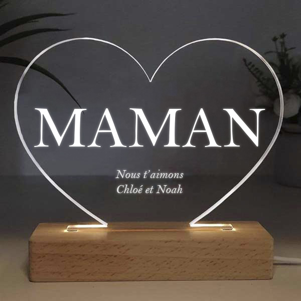 Lampe Maman en forme de cœur personnalisée