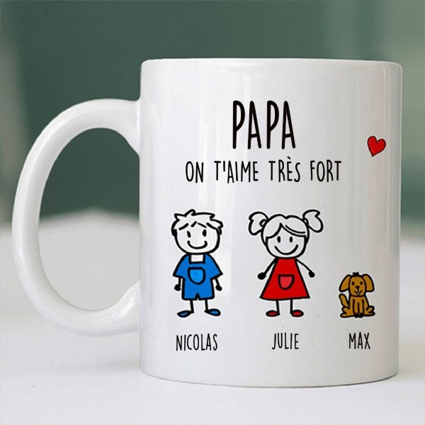 Tasse avec personnages et Texte personnalisée