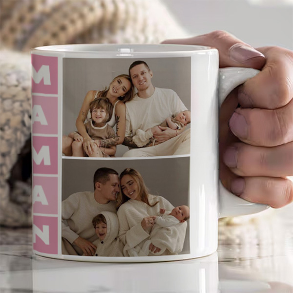 Tasse Maman Cubes avec Quatre Photos personnalisée