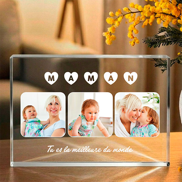 Plaque Bloc pour Maman avec photos personnalisées