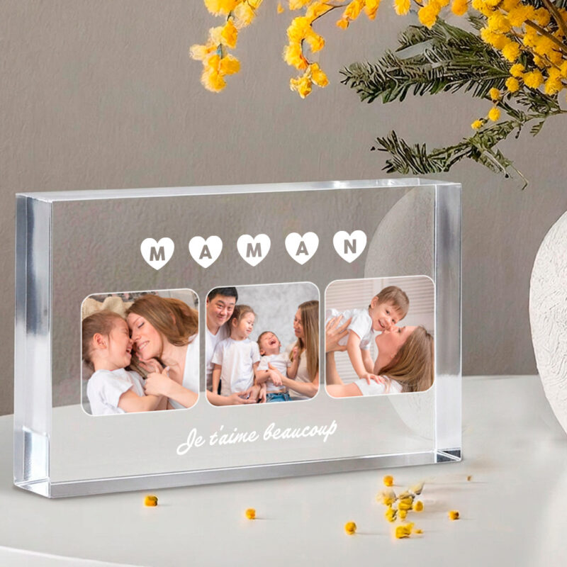 Plaque Bloc pour Maman avec photos personnalisées