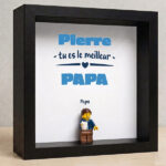 Vignette de Cadre avec minifigurines type Lego Tu es le Meilleur Papa et Prénoms Personnalisés