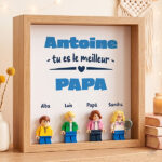 Vignette de Cadre avec minifigurines type Lego Tu es le Meilleur Papa et Prénoms Personnalisés