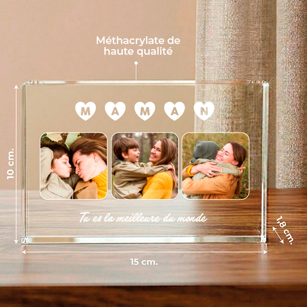 Plaque Bloc pour Maman avec photos personnalisées