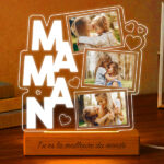 Vignette de Lampe pour Maman avec Cœurs et Trois Photos personnalisées