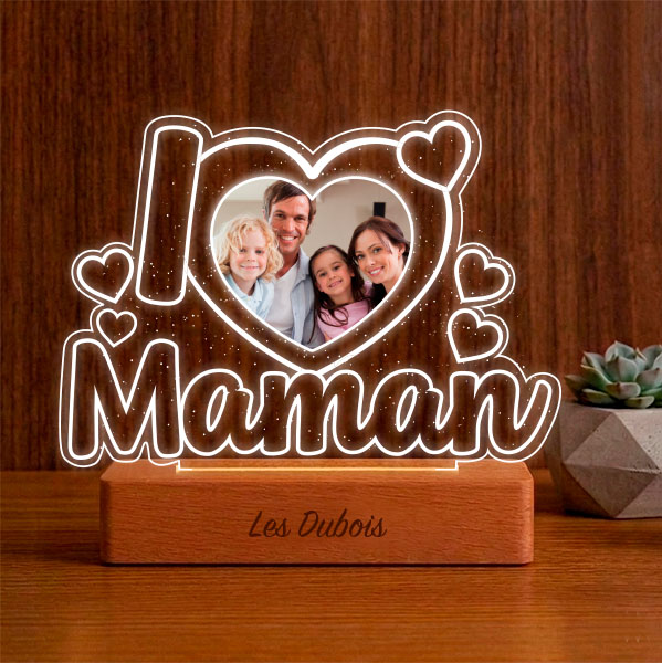 Lampe I Love Maman avec Photo personnalisée