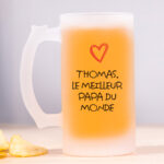 Vignette de Chope de bière avec cœur et texte personnalisé pour Papa