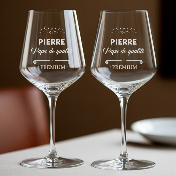 Verre à Vin pour Papa avec Nom et Texte Personnalisé