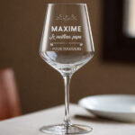 Vignette de Verre à Vin pour Papa avec Nom et Texte Personnalisé