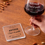 Vignette de Verre à Vin pour Papa avec Nom et Texte Personnalisé