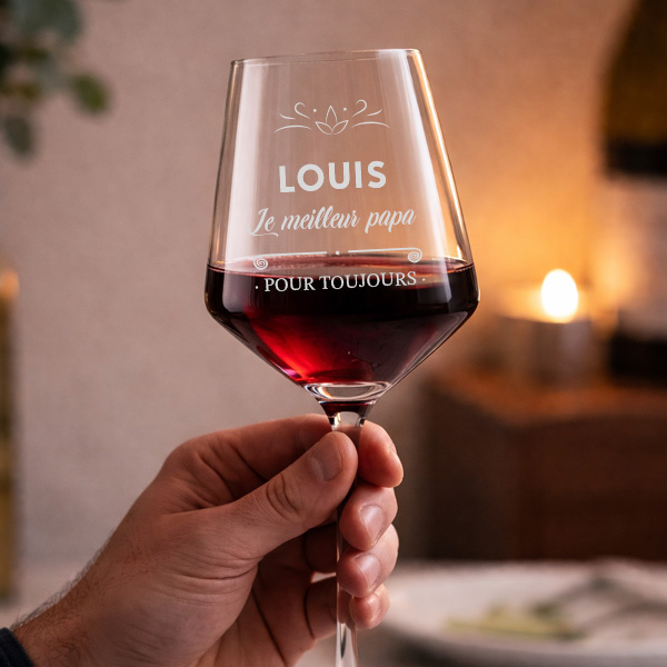 Verre à Vin pour Papa avec Nom et Texte Personnalisé