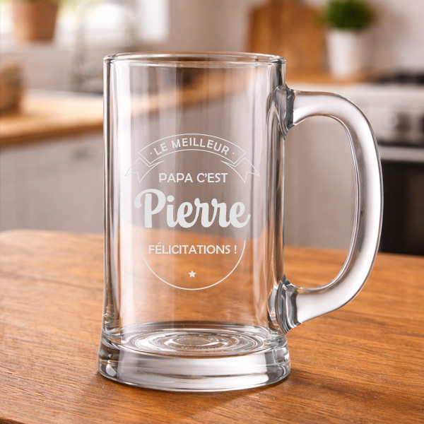 Chope de bière pour le Meilleur Papa avec textes personnalisés