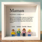 Vignette de Cadre avec minifigurines Lego Définition de Maman et Prénoms personnalisés