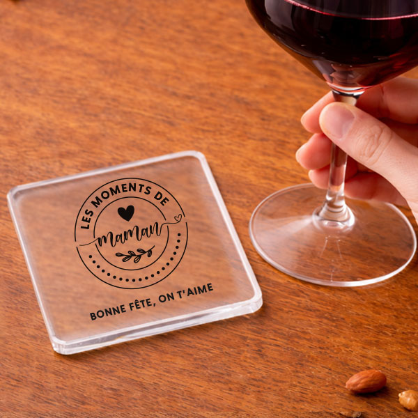 Verre à Vin les Moments de Maman avec Prénoms personnalisés