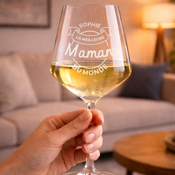 Verre à Vin pour la Meilleure Maman avec Prénom personnalisé