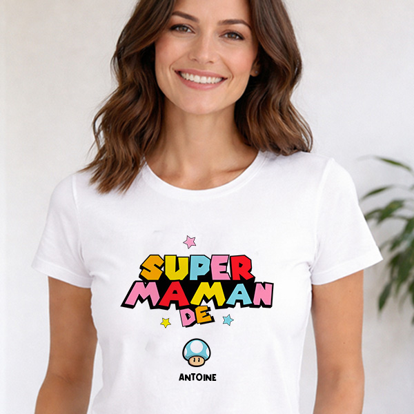 Pyjama Super Maman avec Prénoms personnalisés