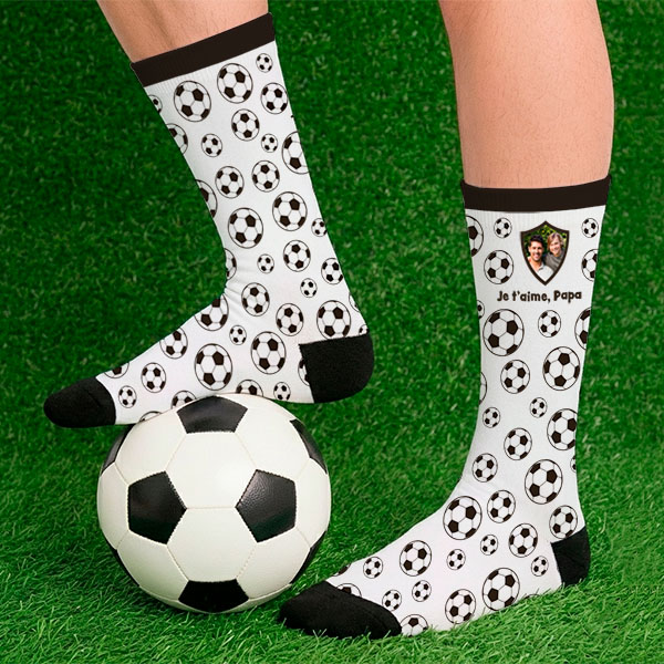 Chaussettes de Football avec Photo et Texte Personnalisé