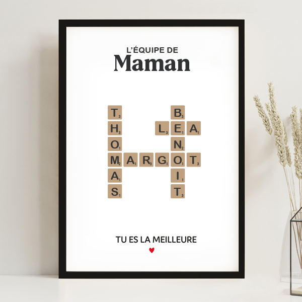 Poster Maman Scrabble avec Prénoms personnalisés
