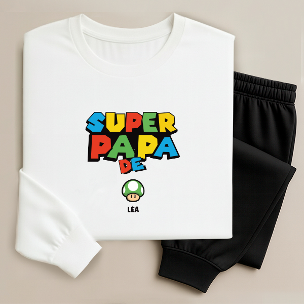 Pyjama Super Papa avec prénoms personnalisés