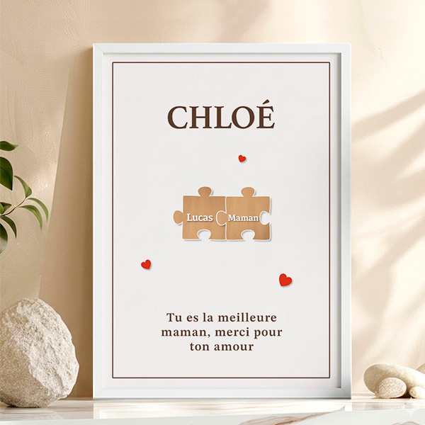 Poster Puzzle pour Maman avec Prénoms Personnalisés