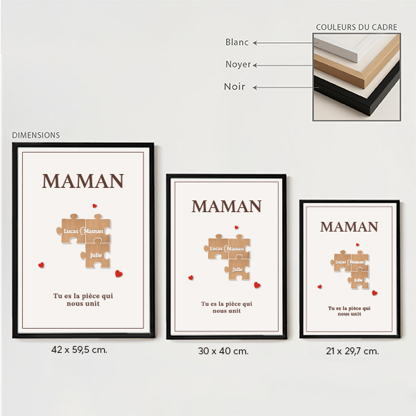Poster Puzzle pour Maman avec Prénoms Personnalisés