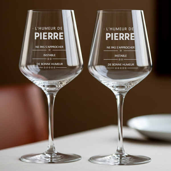 Verre à Vin « Humeur de » avec Nom et Textes Personnalisés