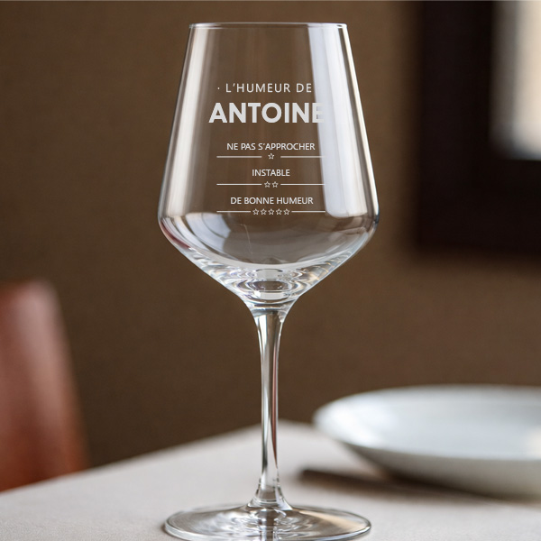Verre à Vin « Humeur de » avec Nom et Textes Personnalisés