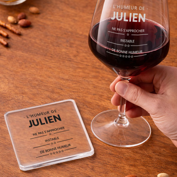 Verre à Vin « Humeur de » avec Nom et Textes Personnalisés