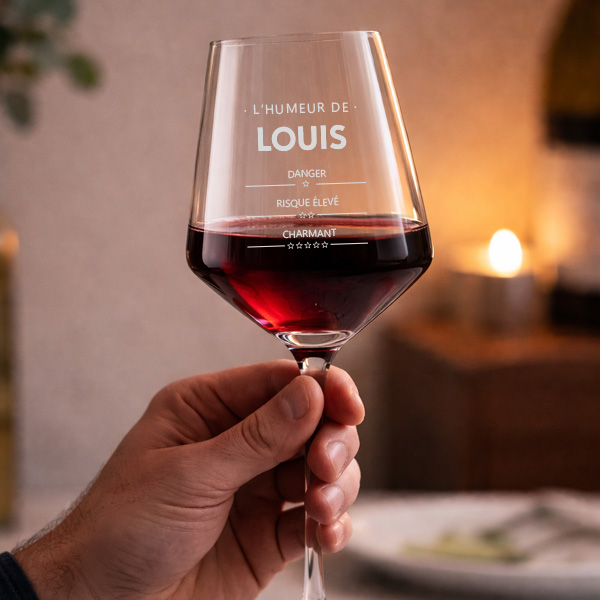 Verre à Vin « Humeur de » avec Nom et Textes Personnalisés