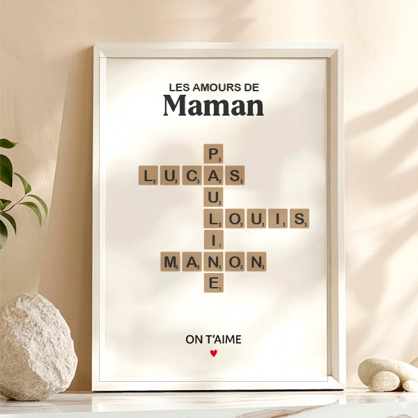Poster Maman Scrabble avec Prénoms personnalisés
