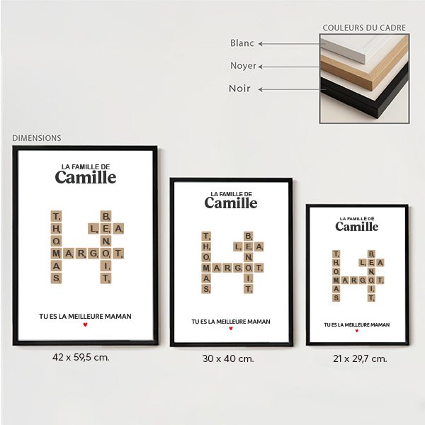 Poster Maman Scrabble avec Prénoms personnalisés